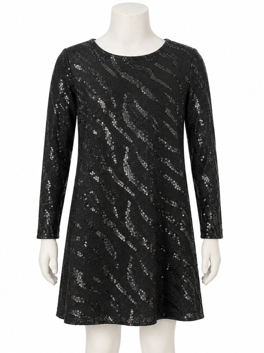 Pinc Premium Big Girls Long Sleeve Black Sequin Glitter Party Dress XL